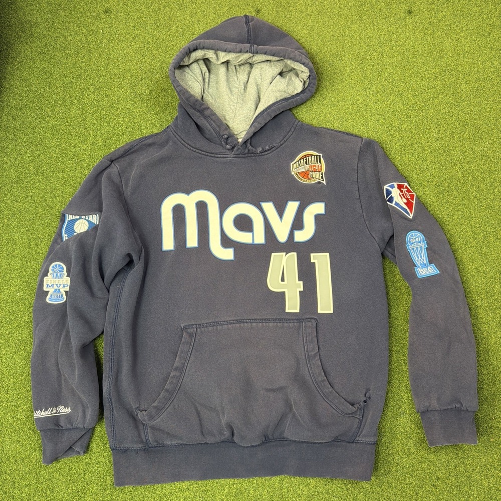 MITCHELL & NESS HOF HOODIE MAVERICKS DIRK NOWITZKI DALLAS Mens Size Small